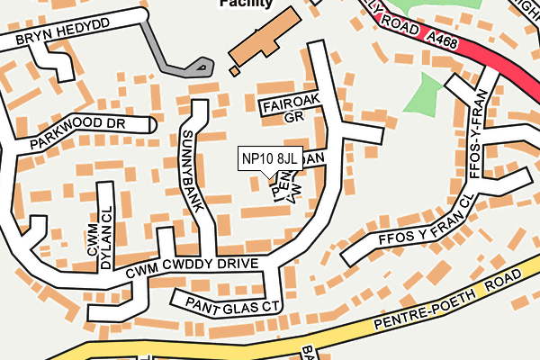 NP10 8JL map - OS OpenMap – Local (Ordnance Survey)