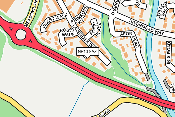 NP10 9AZ map - OS OpenMap – Local (Ordnance Survey)
