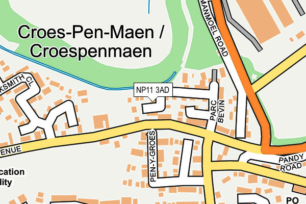 NP11 3AD map - OS OpenMap – Local (Ordnance Survey)