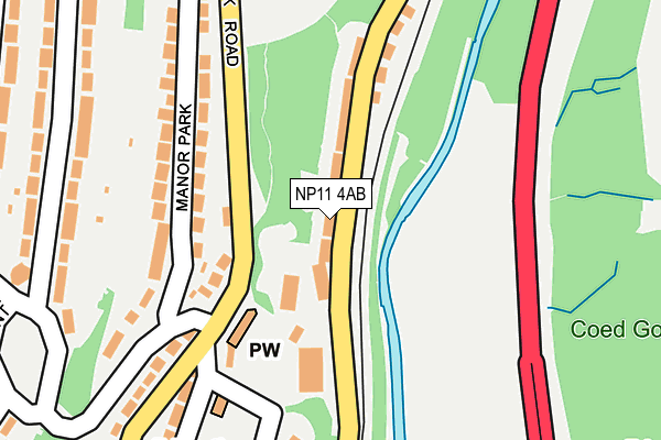 NP11 4AB map - OS OpenMap – Local (Ordnance Survey)