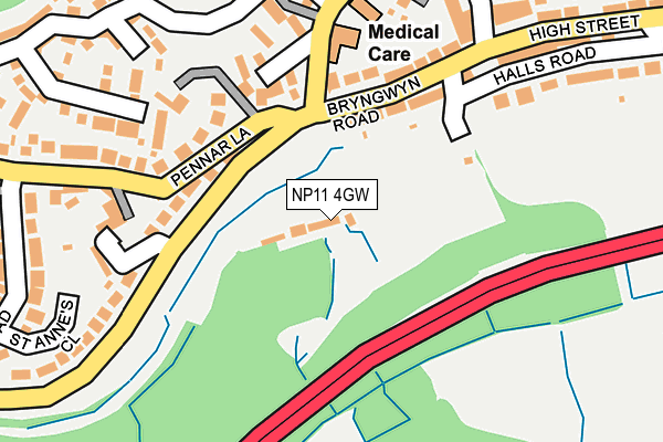 NP11 4GW map - OS OpenMap – Local (Ordnance Survey)