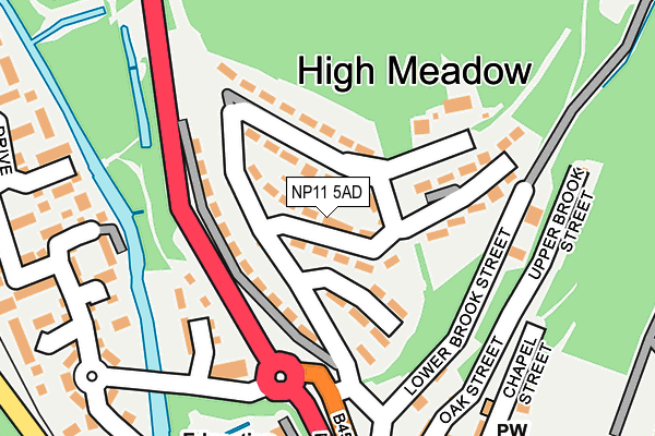 NP11 5AD map - OS OpenMap – Local (Ordnance Survey)