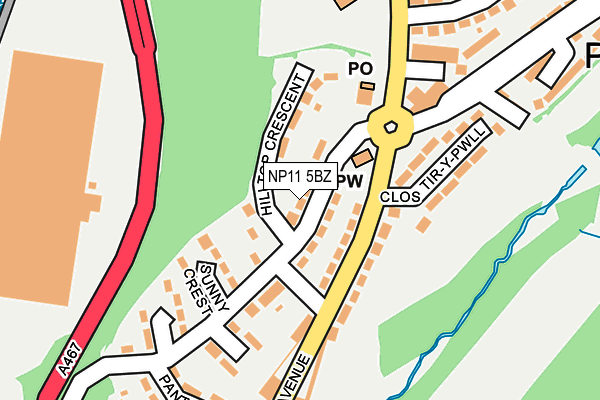 NP11 5BZ map - OS OpenMap – Local (Ordnance Survey)