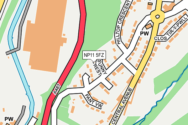 NP11 5FZ map - OS OpenMap – Local (Ordnance Survey)