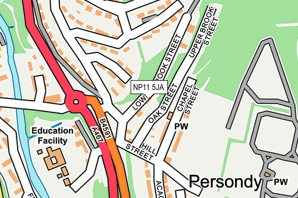 NP11 5JA map - OS OpenMap – Local (Ordnance Survey)