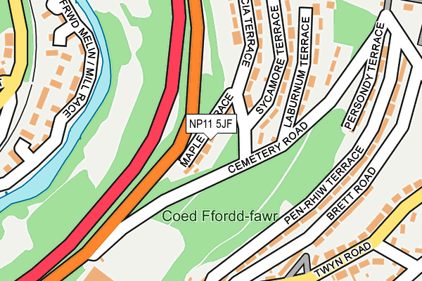 NP11 5JF map - OS OpenMap – Local (Ordnance Survey)