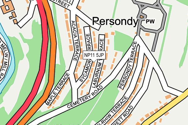 NP11 5JP map - OS OpenMap – Local (Ordnance Survey)