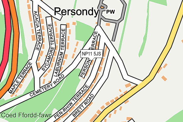 NP11 5JS map - OS OpenMap – Local (Ordnance Survey)
