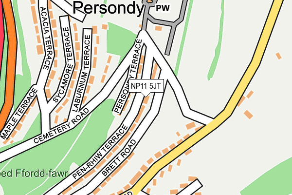 NP11 5JT map - OS OpenMap – Local (Ordnance Survey)