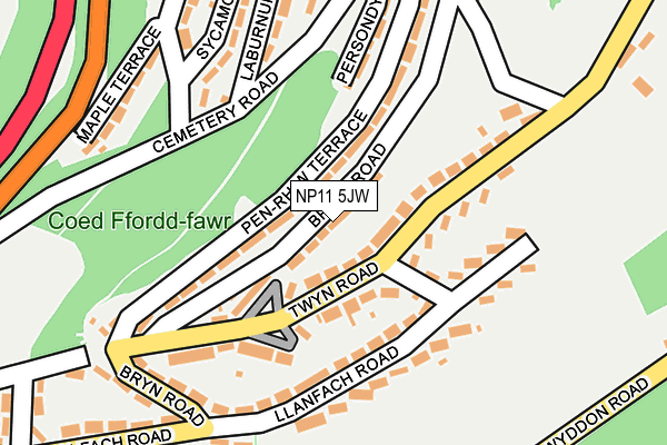 NP11 5JW map - OS OpenMap – Local (Ordnance Survey)