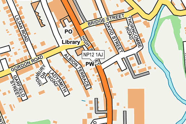 NP12 1AJ map - OS OpenMap – Local (Ordnance Survey)