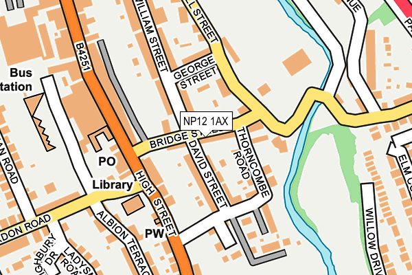 NP12 1AX map - OS OpenMap – Local (Ordnance Survey)
