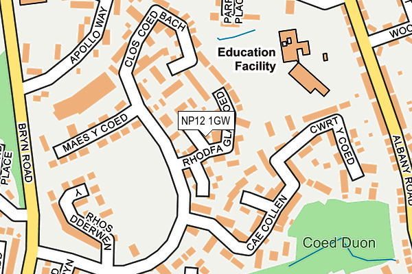 NP12 1GW map - OS OpenMap – Local (Ordnance Survey)
