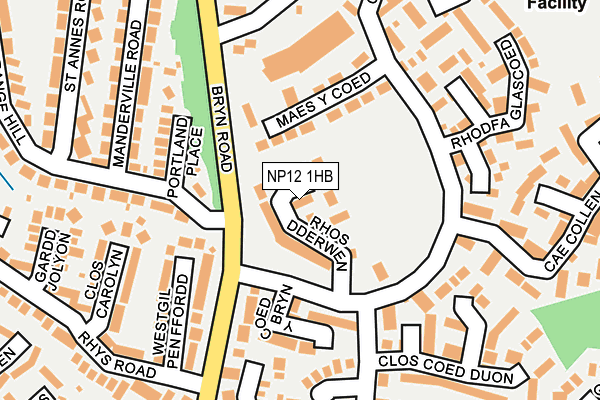NP12 1HB map - OS OpenMap – Local (Ordnance Survey)