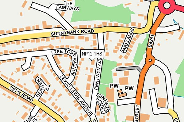 NP12 1HS map - OS OpenMap – Local (Ordnance Survey)