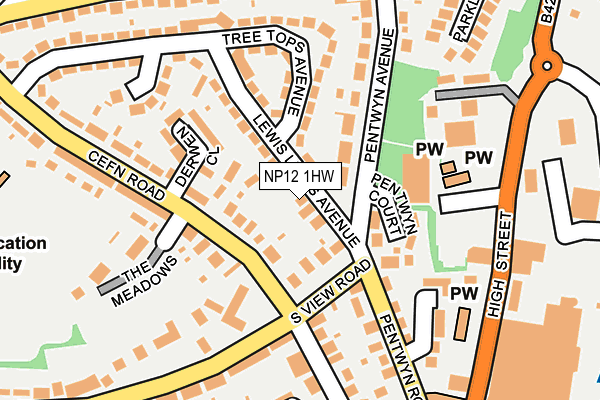 NP12 1HW map - OS OpenMap – Local (Ordnance Survey)