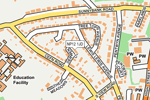 NP12 1JD map - OS OpenMap – Local (Ordnance Survey)