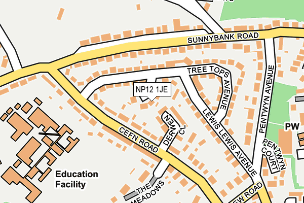 NP12 1JE map - OS OpenMap – Local (Ordnance Survey)