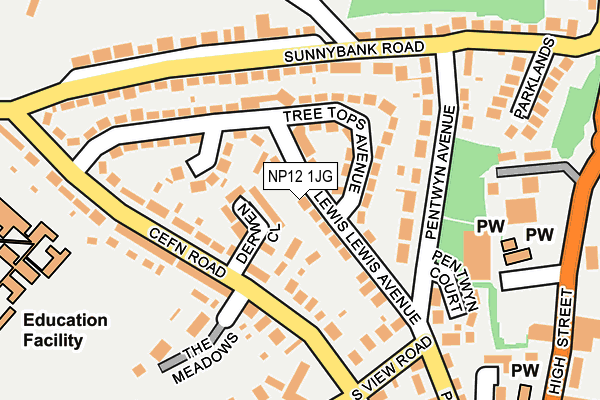 NP12 1JG map - OS OpenMap – Local (Ordnance Survey)