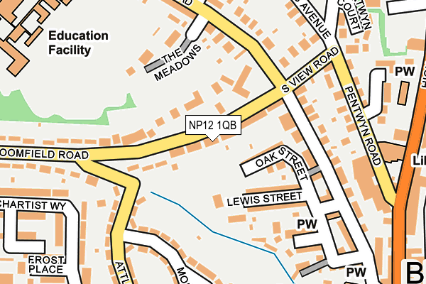 NP12 1QB map - OS OpenMap – Local (Ordnance Survey)