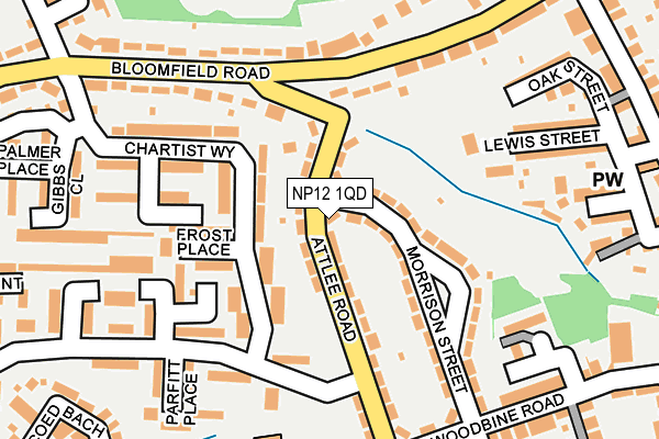 NP12 1QD map - OS OpenMap – Local (Ordnance Survey)