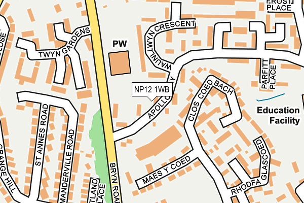 NP12 1WB map - OS OpenMap – Local (Ordnance Survey)