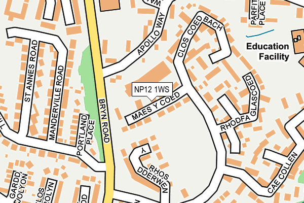 NP12 1WS map - OS OpenMap – Local (Ordnance Survey)