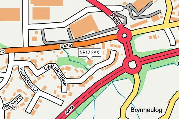 NP12 2AX map - OS OpenMap – Local (Ordnance Survey)