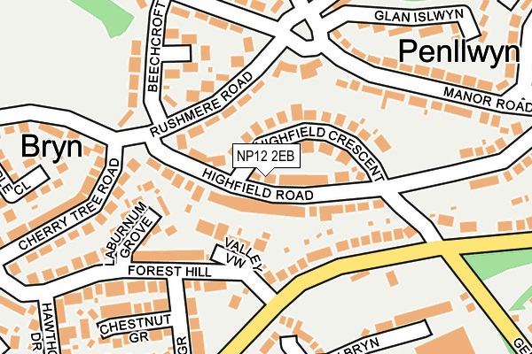 NP12 2EB map - OS OpenMap – Local (Ordnance Survey)