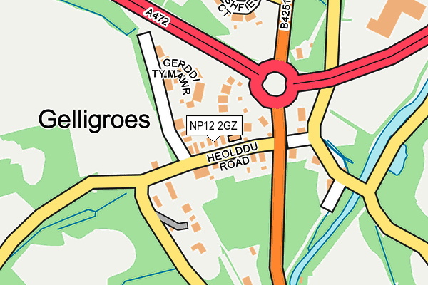NP12 2GZ map - OS OpenMap – Local (Ordnance Survey)
