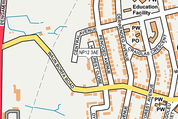 NP12 3AE map - OS OpenMap – Local (Ordnance Survey)
