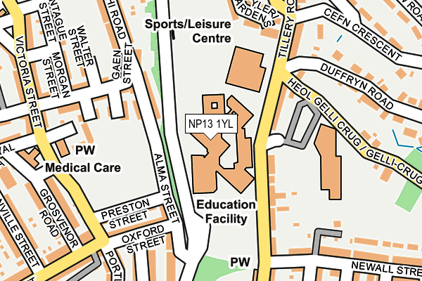 NP13 1YL map - OS OpenMap – Local (Ordnance Survey)