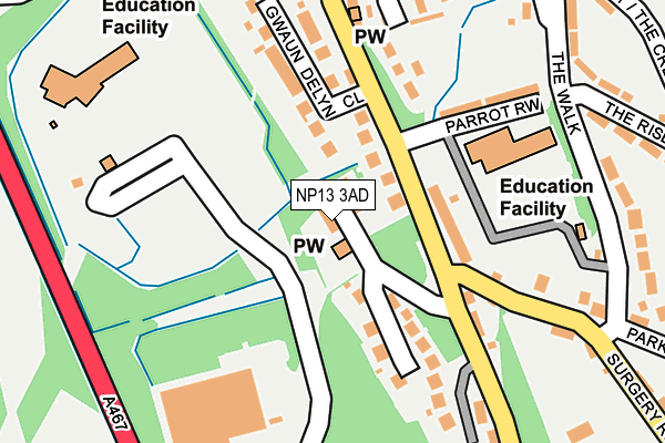NP13 3AD map - OS OpenMap – Local (Ordnance Survey)