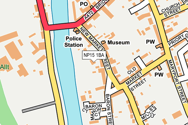 NP15 1BA map - OS OpenMap – Local (Ordnance Survey)