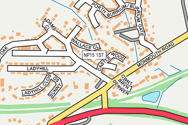 NP15 1ST map - OS OpenMap – Local (Ordnance Survey)