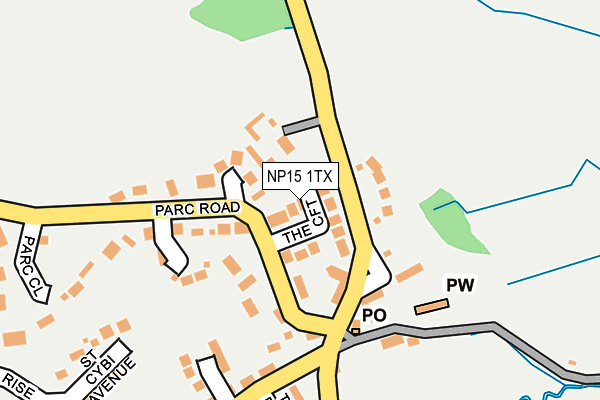 NP15 1TX map - OS OpenMap – Local (Ordnance Survey)