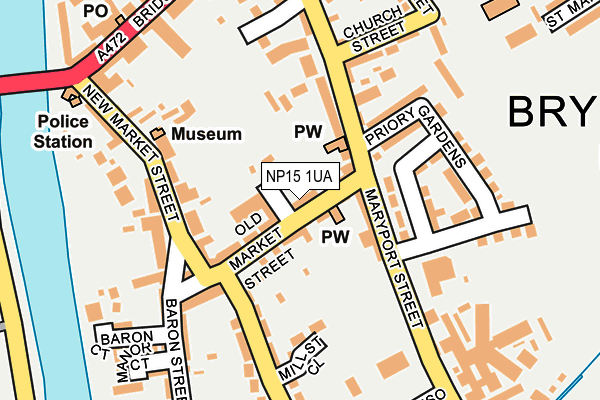 NP15 1UA map - OS OpenMap – Local (Ordnance Survey)