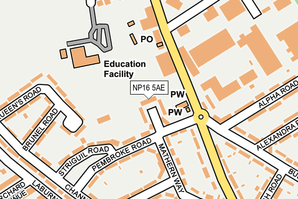 NP16 5AE map - OS OpenMap – Local (Ordnance Survey)