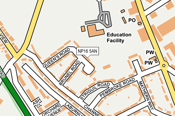 NP16 5AN map - OS OpenMap – Local (Ordnance Survey)