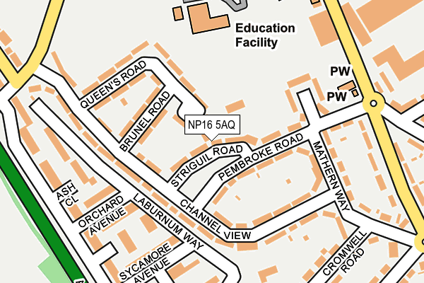 NP16 5AQ map - OS OpenMap – Local (Ordnance Survey)