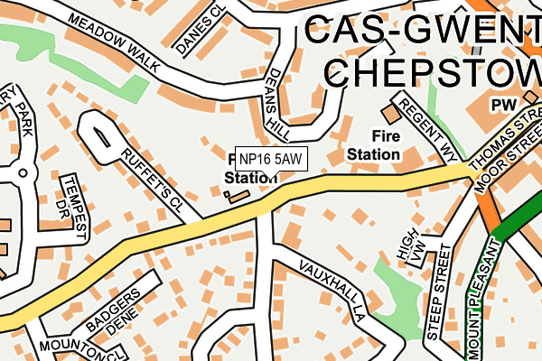NP16 5AW map - OS OpenMap – Local (Ordnance Survey)