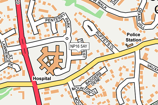 NP16 5AY map - OS OpenMap – Local (Ordnance Survey)