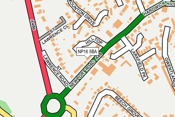 NP16 5BA map - OS OpenMap – Local (Ordnance Survey)