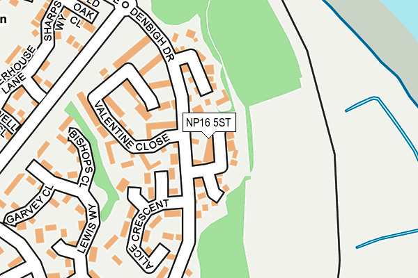 NP16 5ST map - OS OpenMap – Local (Ordnance Survey)