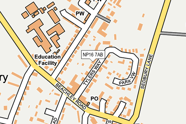 NP16 7AB map - OS OpenMap – Local (Ordnance Survey)