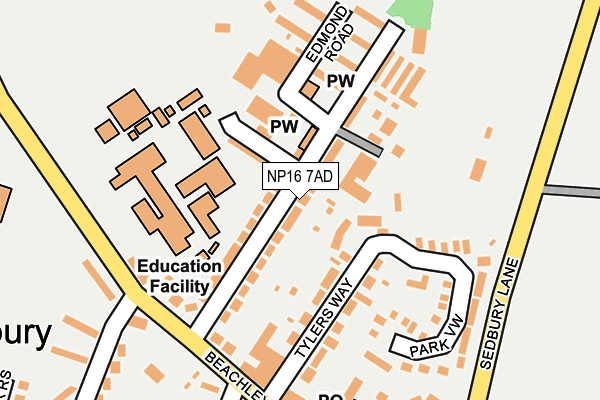 NP16 7AD map - OS OpenMap – Local (Ordnance Survey)