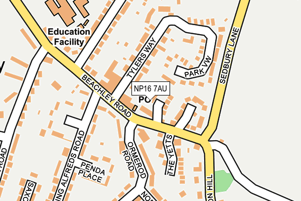 NP16 7AU map - OS OpenMap – Local (Ordnance Survey)
