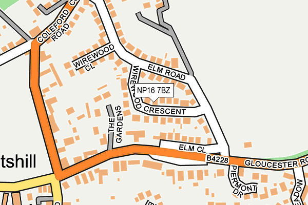 NP16 7BZ map - OS OpenMap – Local (Ordnance Survey)