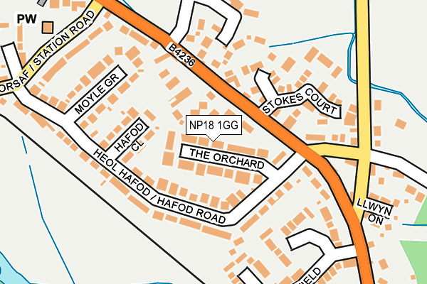 NP18 1GG map - OS OpenMap – Local (Ordnance Survey)