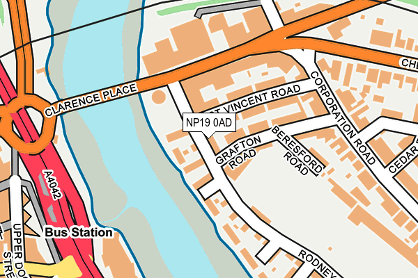 NP19 0AD map - OS OpenMap – Local (Ordnance Survey)